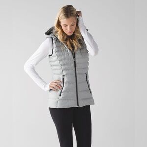 Very Rare Lululemon Down For It Vest in White/Silver 700-fill-power Down Size 12